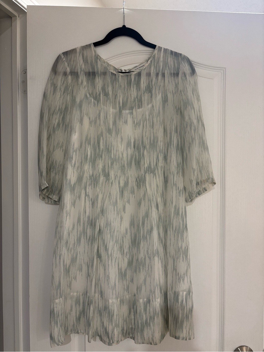 Club Monaco Sage and Ivory Patterned Midi Dress